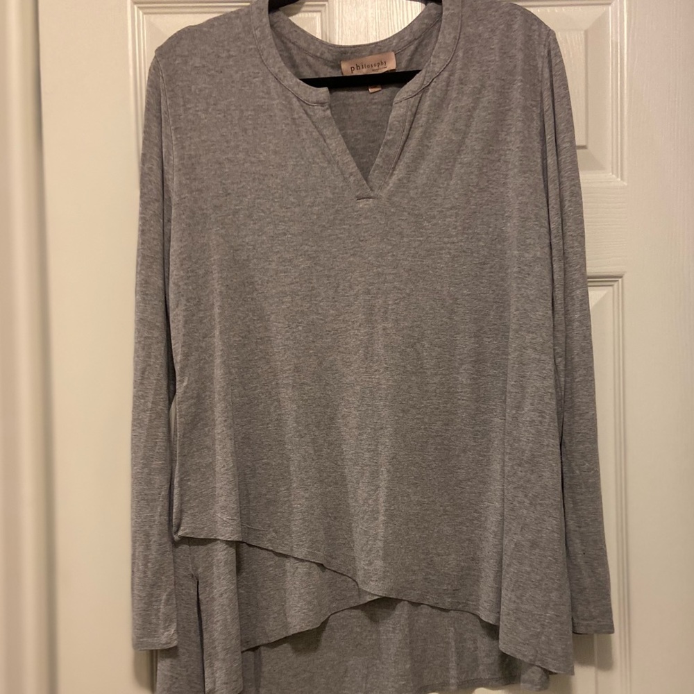 Gray drop hem Philosophy tunic top